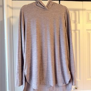 Pink/gray hooded long sleeve. Great for workouts or just casual wear.